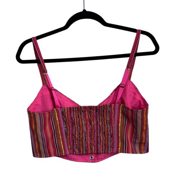 L'Amour Nanette Lepore Women's XL Crop Tank Top Boho Festival Multicolor Stripes - Picture 7 of 7
